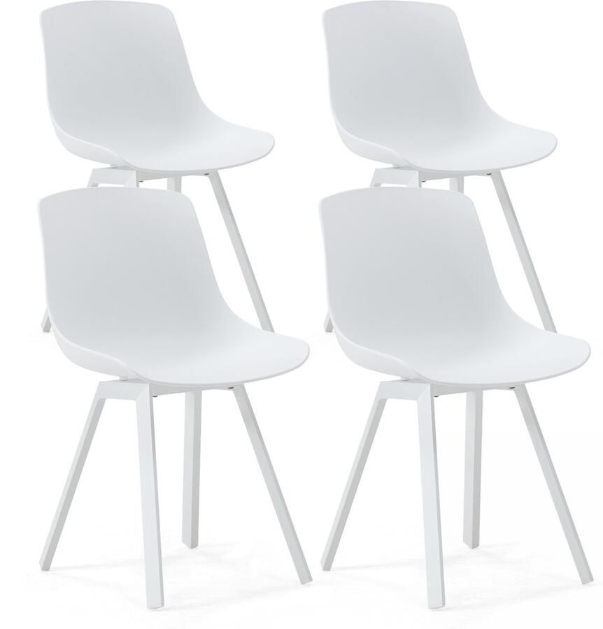 Oviala Set van 4 witte Scandinavische stoelen Samoa