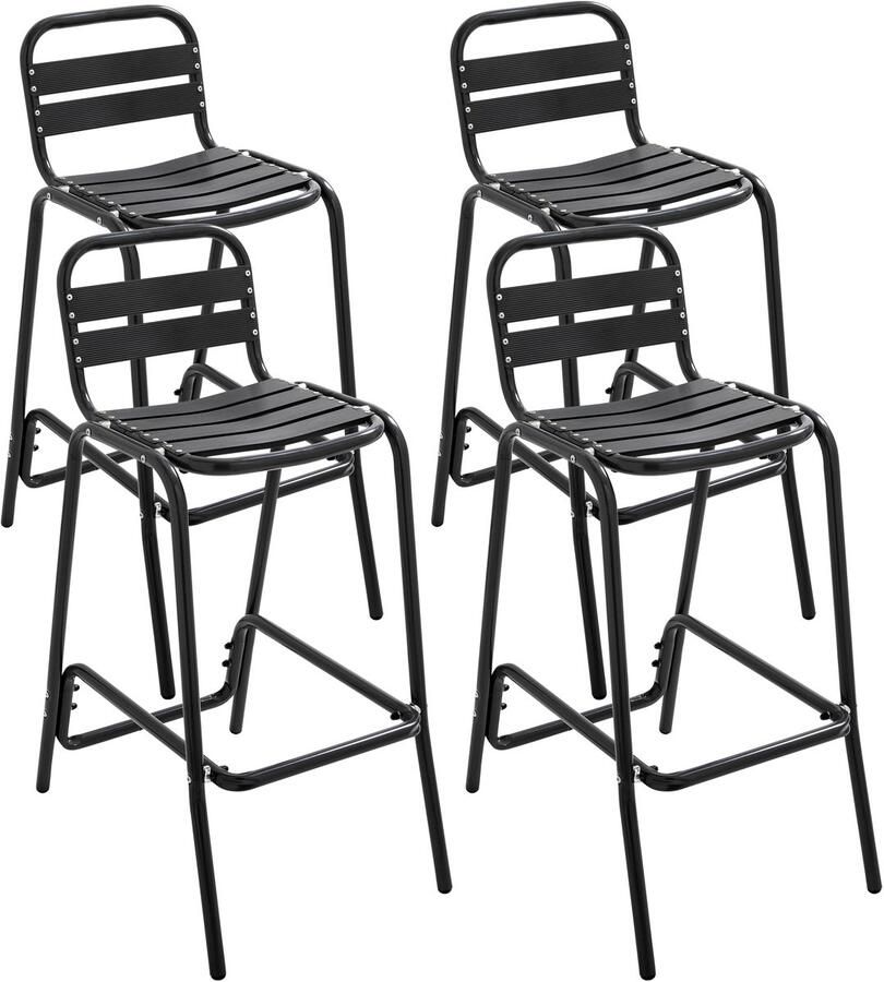 Oviala Set van 4 zwarte aluminium hoge stoelen Soho