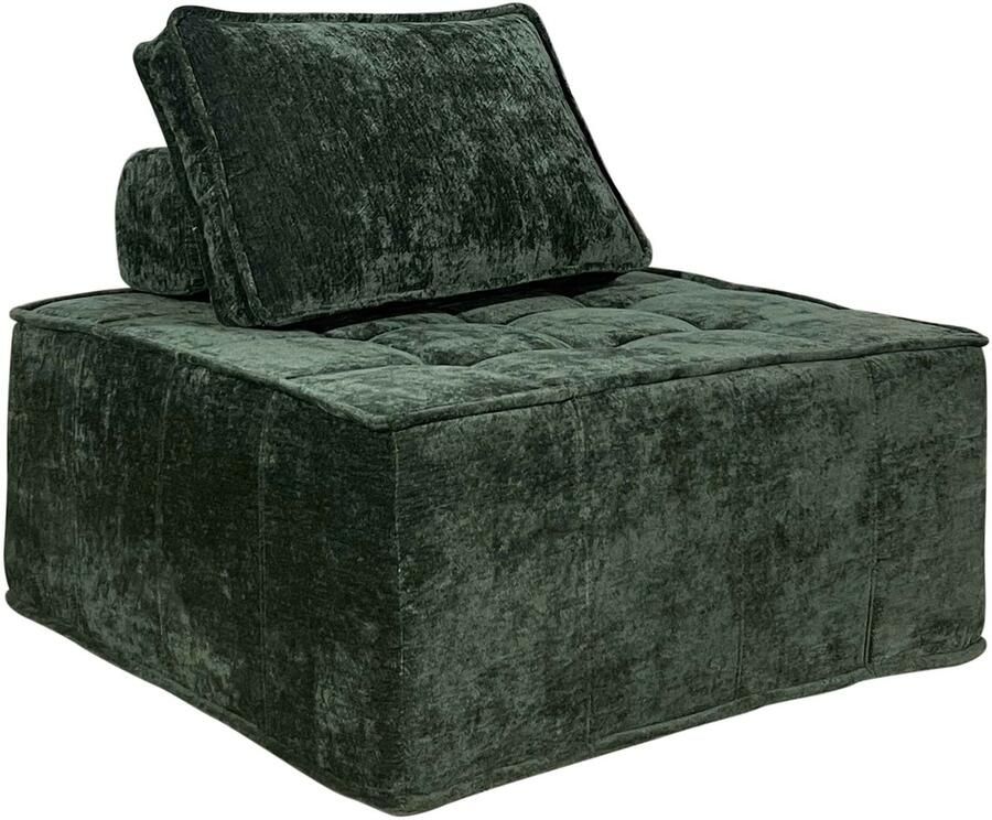 Oviala Stoffen fauteuil voor modulaire bank met groen kussen Tiby