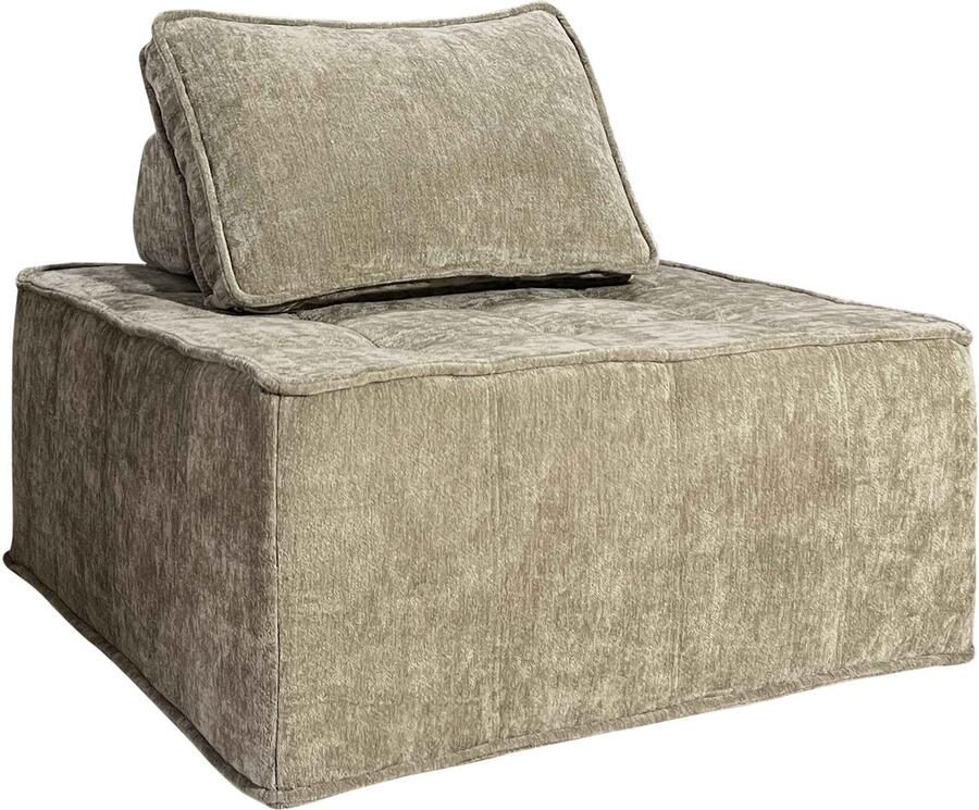Oviala Stoffen fauteuil voor modulaire bank met taupe kussen Tiby