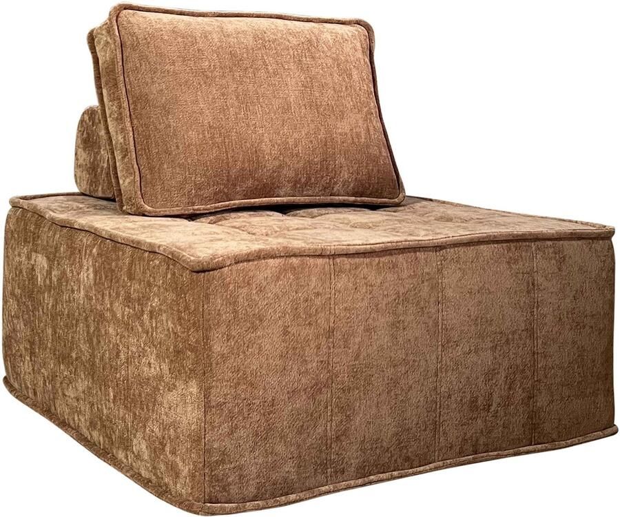 Oviala Stoffen fauteuil voor modulaire bank met terracotta kussen Tiby