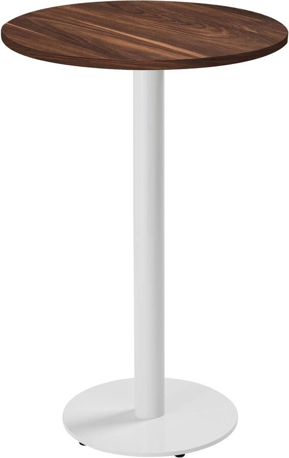 Oviala Tafel hoog rond 60 cm witte poot en donker houten bekleding Rivoli