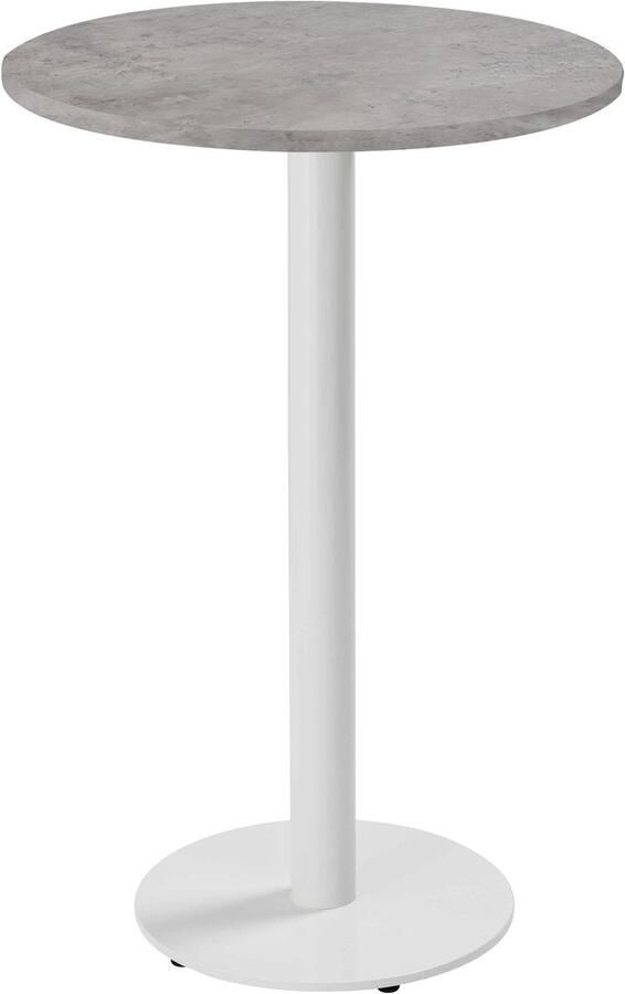 Oviala Tafel hoog rond 60 cm witte poot en lichtgrijze betonnen bekleding Rivoli