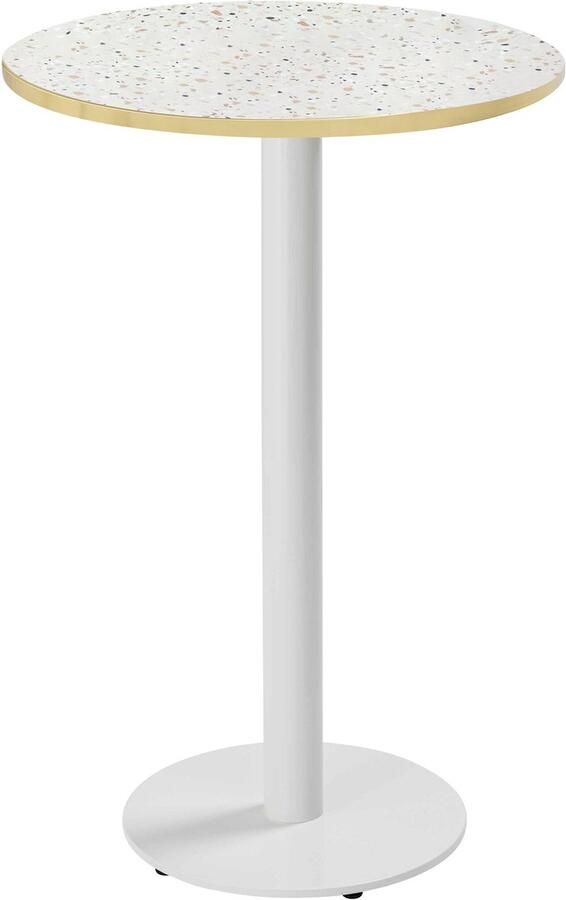 Oviala Tafel hoog rond 60 cm witte poot en terrazzo bekleding Rivoli - Foto 2