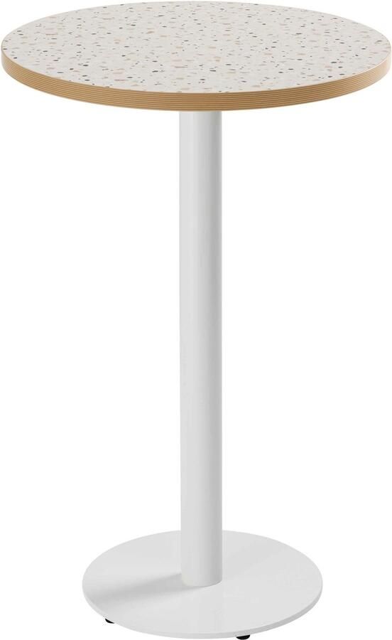 Oviala Tafel hoog rond 60 cm witte poot en terrazzo bekleding Rivoli