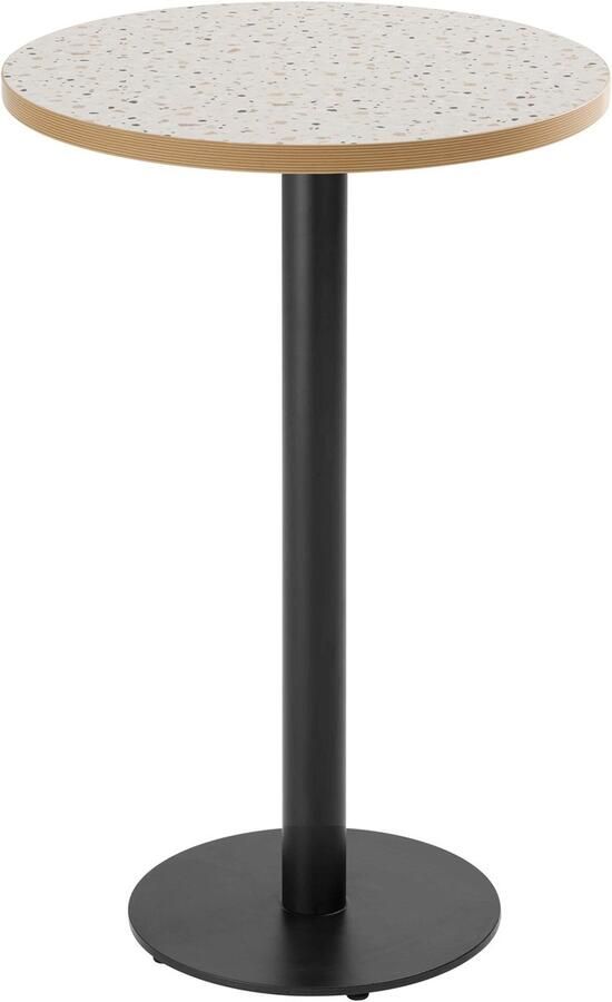 Oviala Tafel hoog rond 60 cm zwarte poot en terrazzo bekleding Rivoli