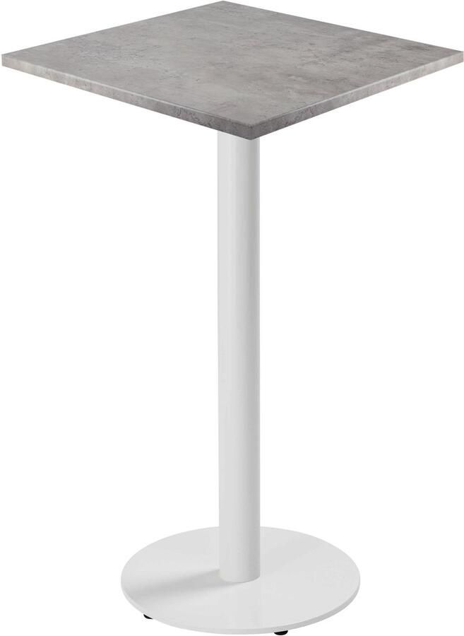 Oviala Tafel hoog vierkant 60 cm wit onderstel en betonnen bekleding Rivoli - Foto 2