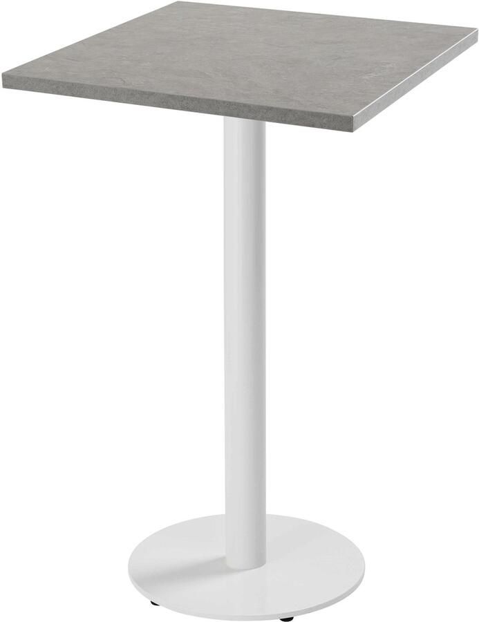 Oviala Tafel hoog vierkant 60 cm wit onderstel en betonnen bekleding Rivoli