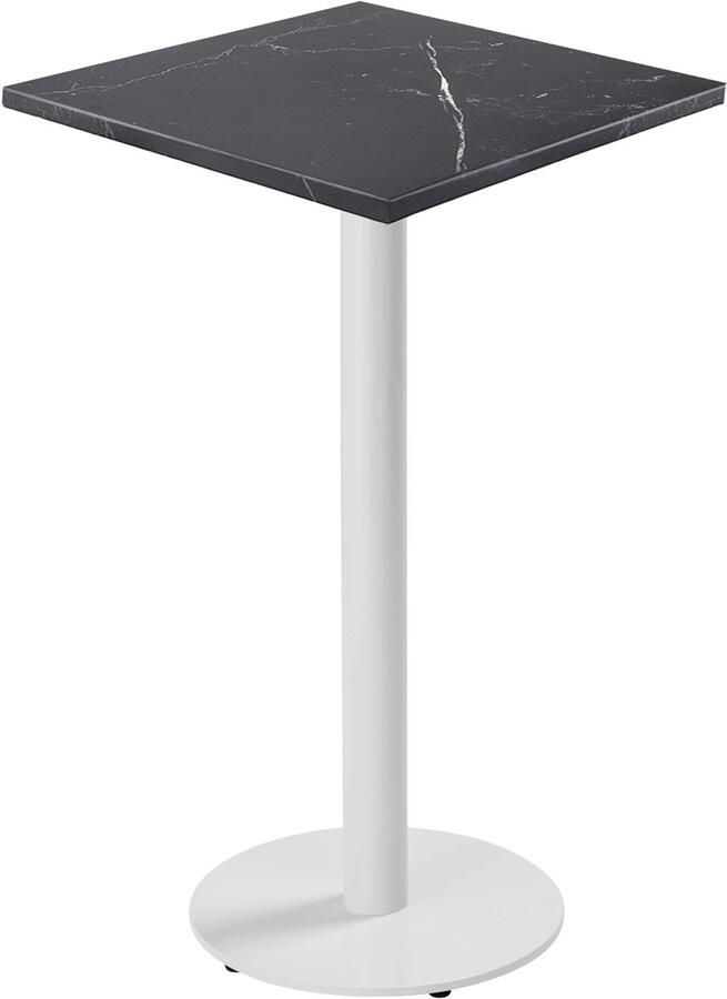 Oviala Tafel hoog vierkant 60 cm witte voet en zwarte marmeren bekleding Rivoli
