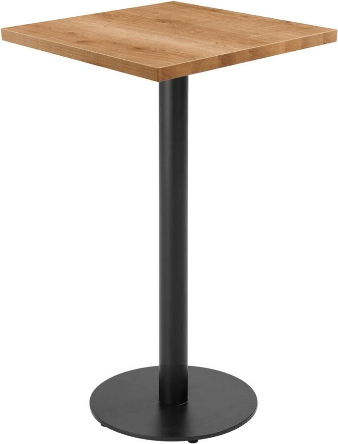 Oviala Tafel hoog vierkant 60 cm zwarte poot en lichte houten bekleding Rivoli