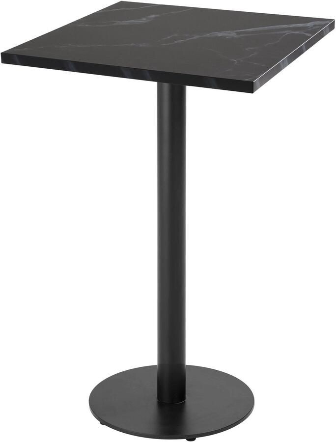 Oviala Tafel hoog vierkant 60 cm zwarte poot en zwarte marmeren bekleding Rivoli
