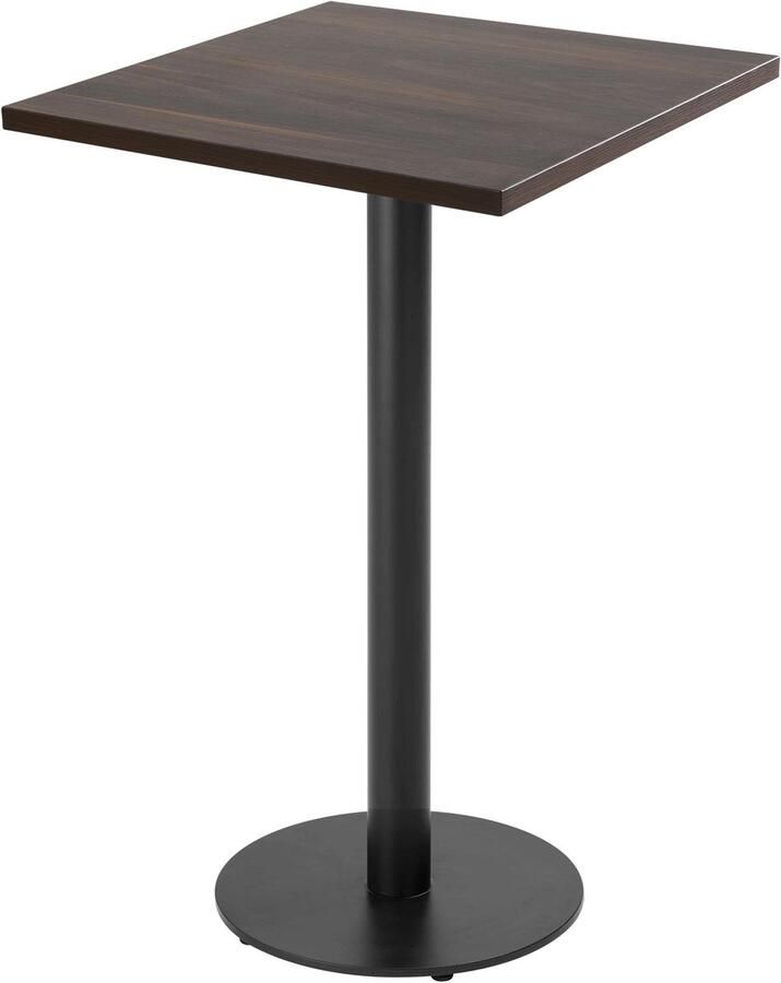 Oviala Tafel hoog vierkant 60 cm zwarte voet en donker houten bekleding Rivoli