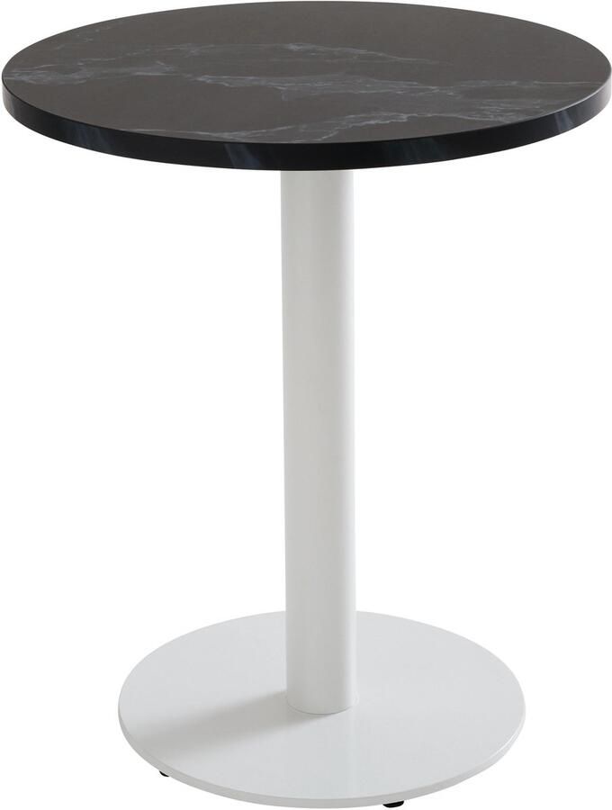 Oviala Tafel ronde eettafel 60 cm witte voet en zwarte marmeren bekleding Rivoli