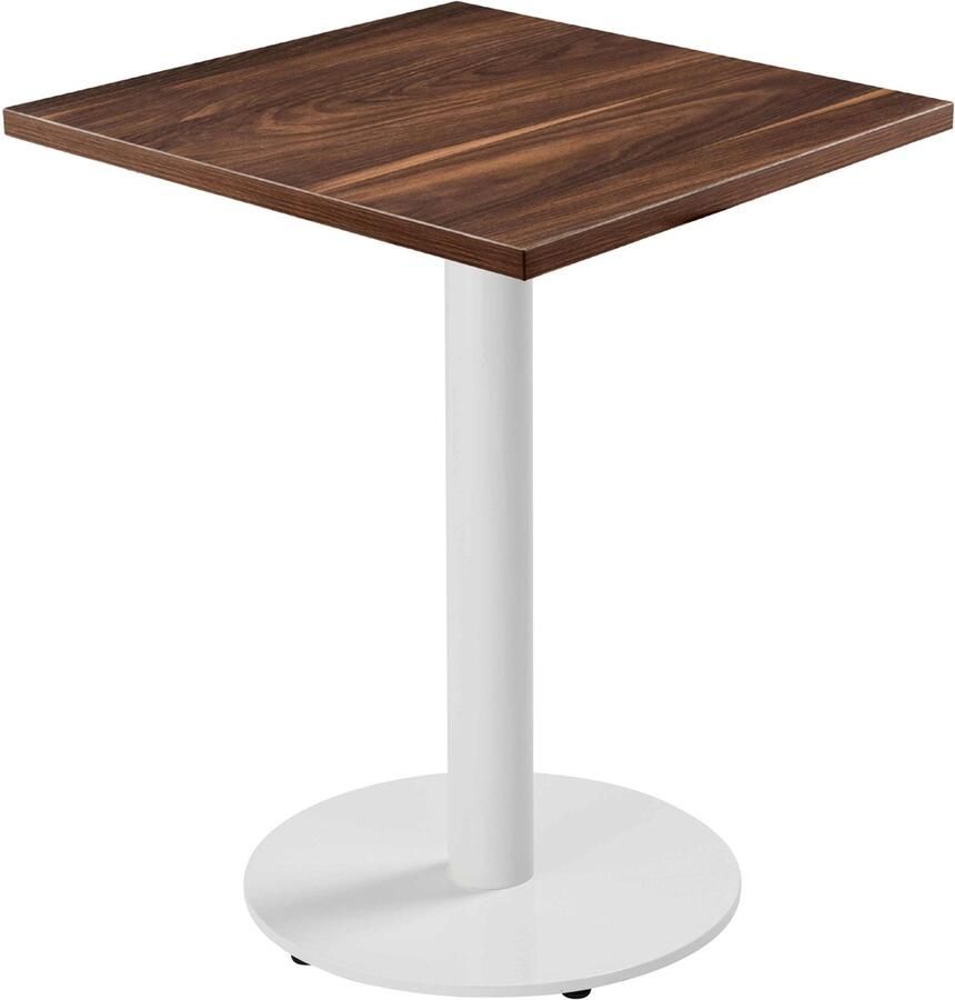 Oviala Tafel vierkant 60 cm witte voet en donker houten bekleding Rivoli