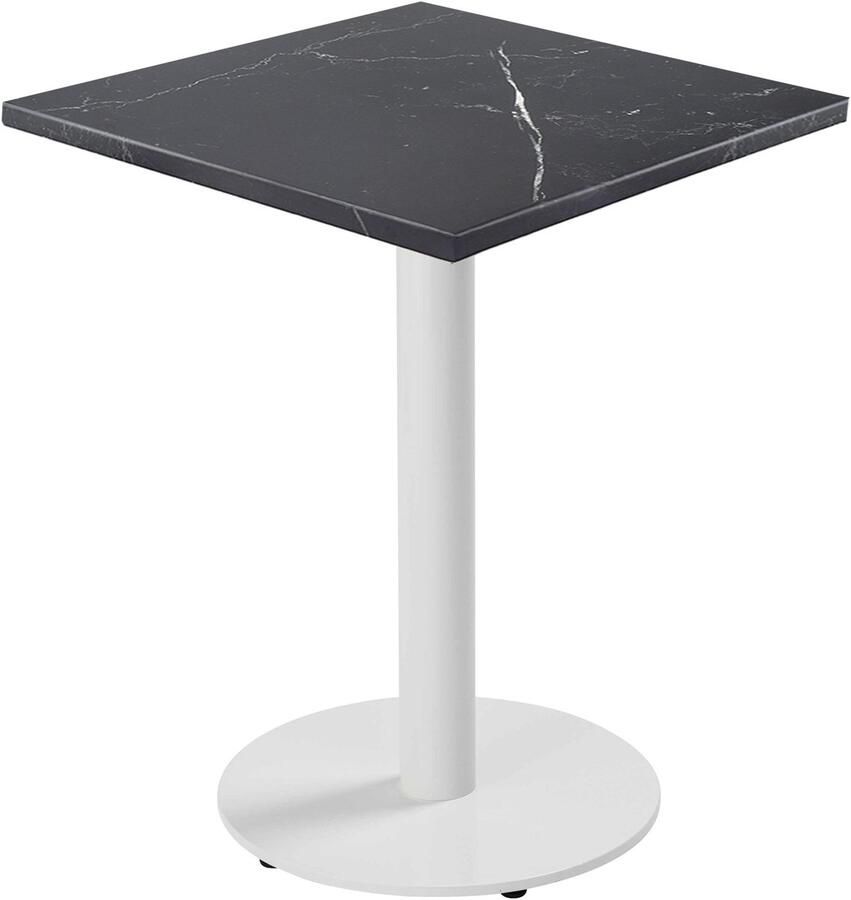 Oviala Tafel vierkant 60 cm witte voet en zwarte marmeren bekleding Rivoli