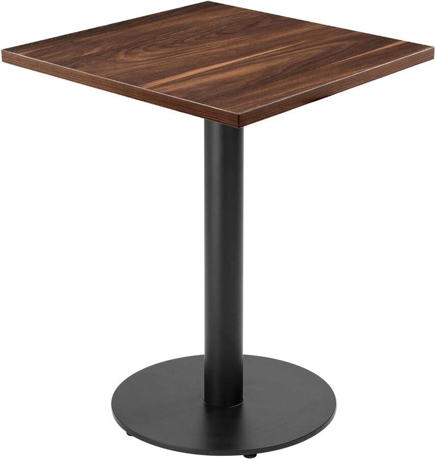 Oviala Tafel vierkant 60 cm zwart onderstel en donker houten bekleding Rivoli