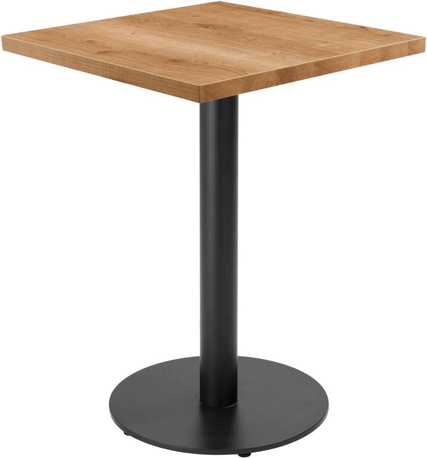 Oviala Tafel vierkante eettafel 60 cm zwarte poot en lichte houten bekleding Rivoli