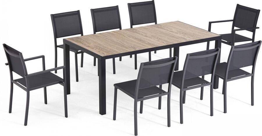 Oviala Tuinset met 8 plaatsen van en bruine keramiek