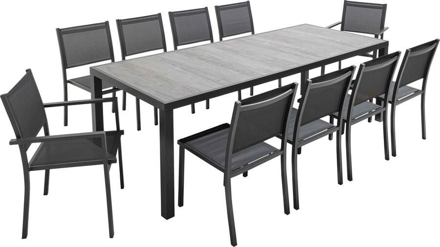 Oviala Tuinset met tafel en 10 betonlook stoelen