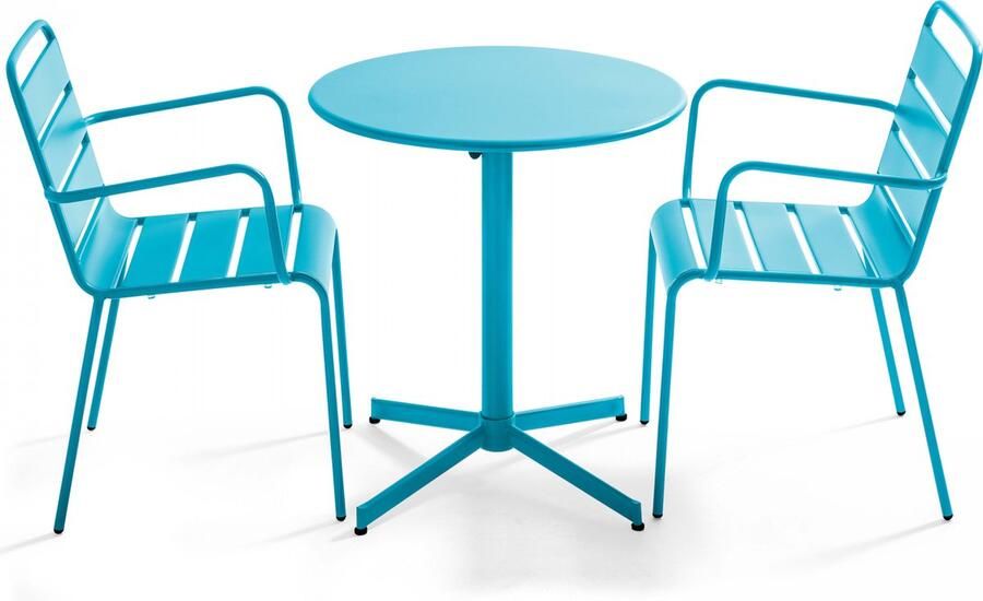 Oviala Tuinset met tafel en 2 blauwe fauteuils Palavas