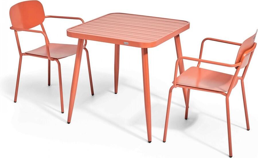 Oviala Tuinset met tafel en 2 fauteuils van terracotta aluminium