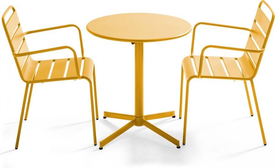 Oviala Tuinset met tafel en 2 gele fauteuils Palavas