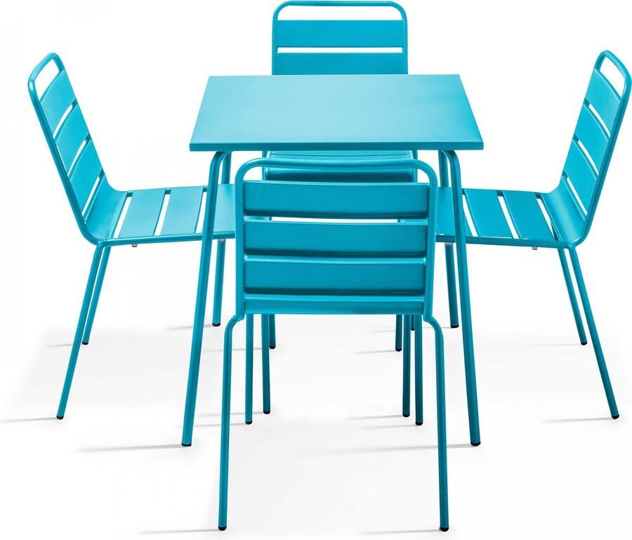 Oviala Tuinset met tafel en 4 blauwe stoelen Palavas