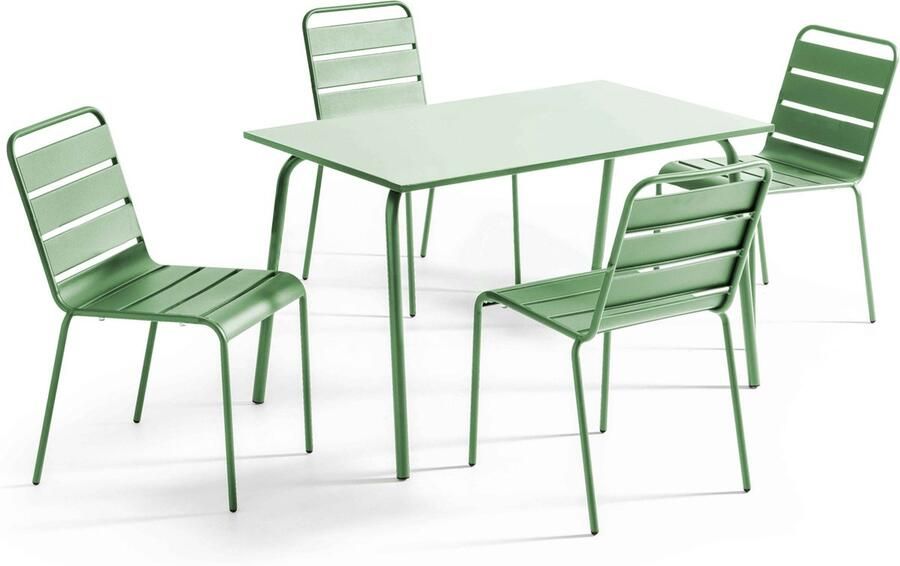 Oviala tuinset met tafel en 4 cactusgroene stoelen Palavas