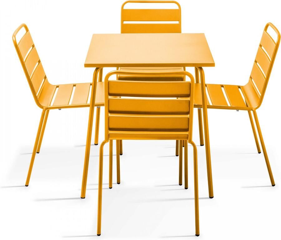 Oviala Tuinset met tafel en 4 gele stoelen Palavas