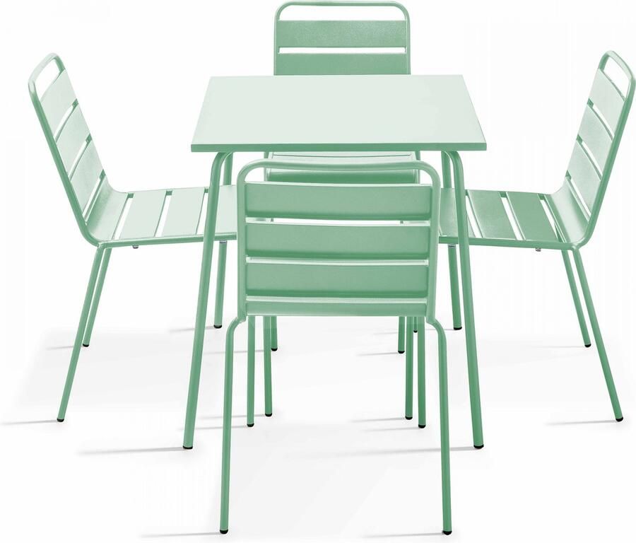 Oviala Tuinset met tafel en 4 groene salie stoelen Palavas