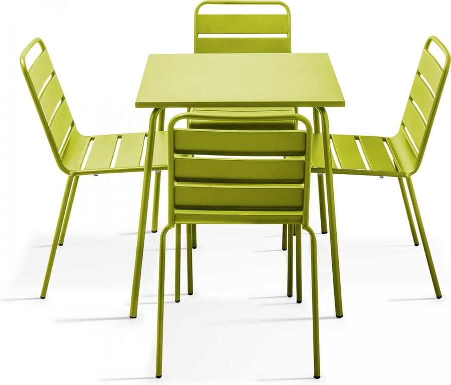 Oviala Tuinset met tafel en 4 groene stoelen Palavas