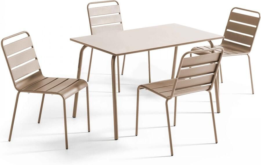 Oviala tuinset met tafel en 4 taupe stoelen Palavas