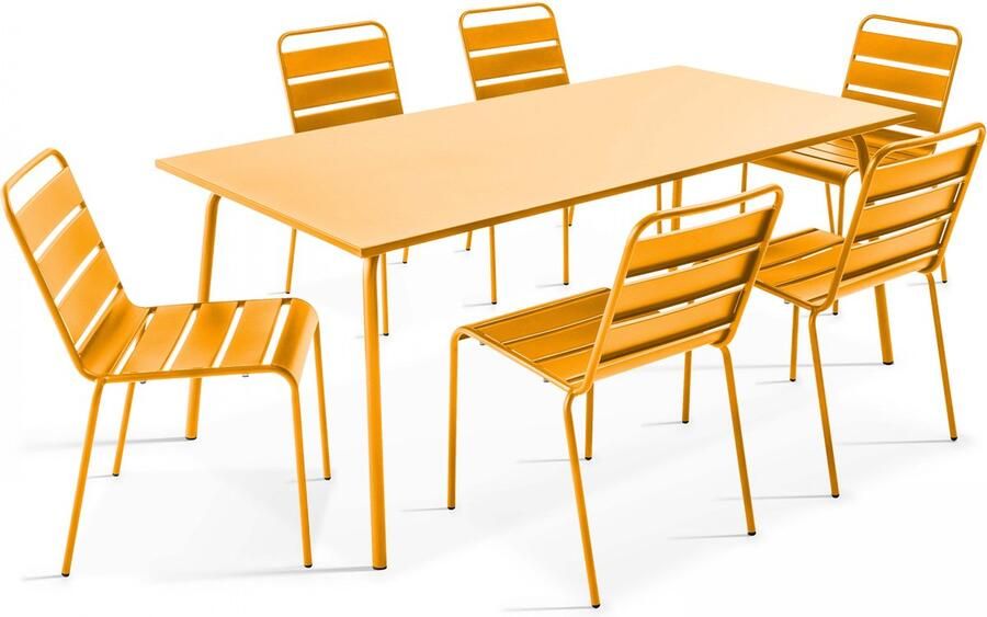 Oviala Tuinset met tafel en 6 gele stoelen Palavas