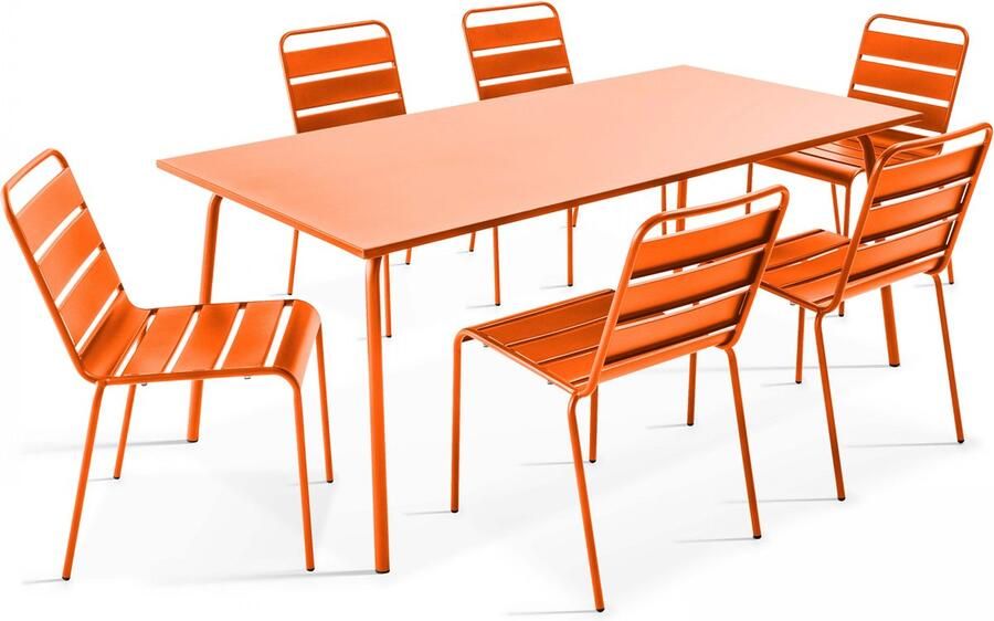 Oviala Tuinset met tafel en 6 oranje stoelen Palavas