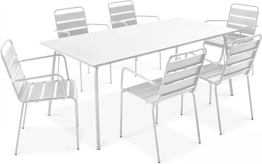 Oviala Tuinset met tafel en 6 wit fauteuils Palavas