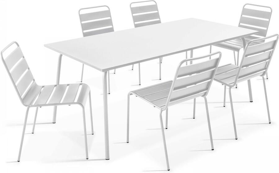 Oviala Tuinset met tafel en 6 wit stoelen Palavas