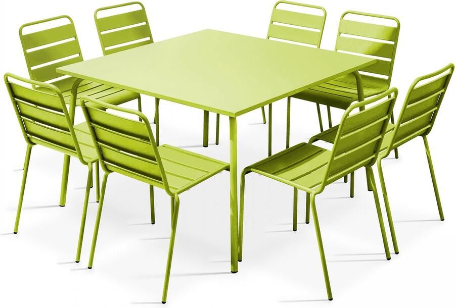 Oviala Tuinset met tafel en 8 groene stoelen Palavas