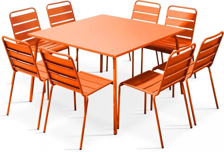 Oviala Tuinset met tafel en 8 oranje stoelen Palavas