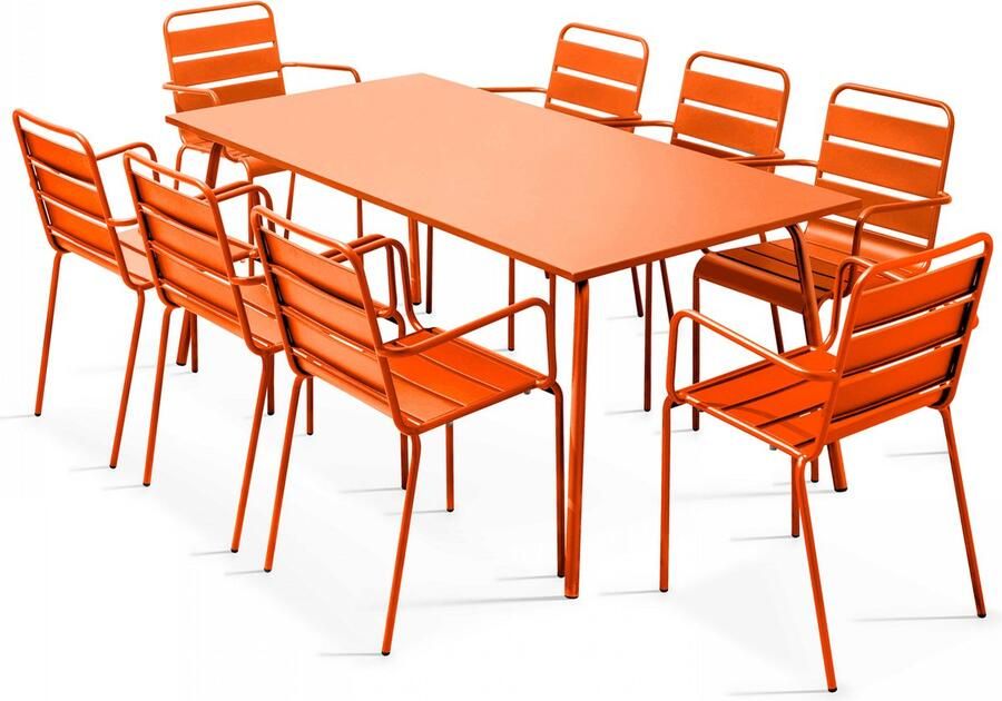 Oviala Tuinset met tafel en 8 oranje stoelen Palavas