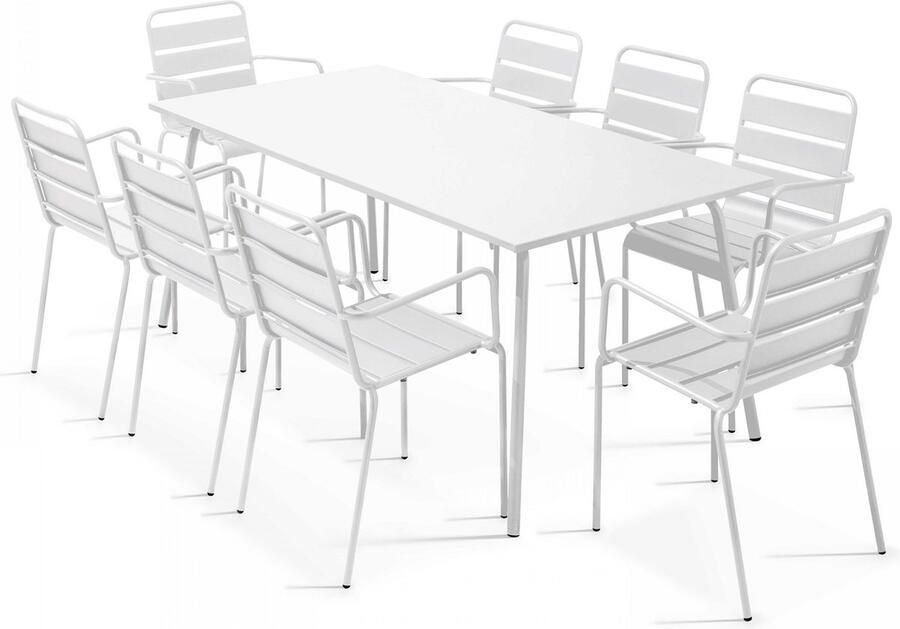 Oviala Tuinset met tafel en 8 wit fauteuils Palavas