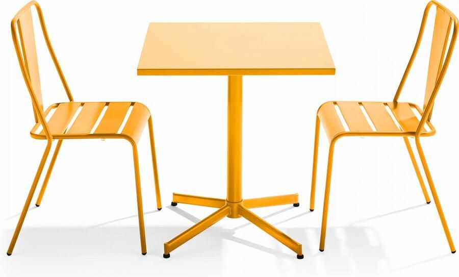 Oviala Tuinset met verstelbare tafel en 2 gele stoelen Palavas