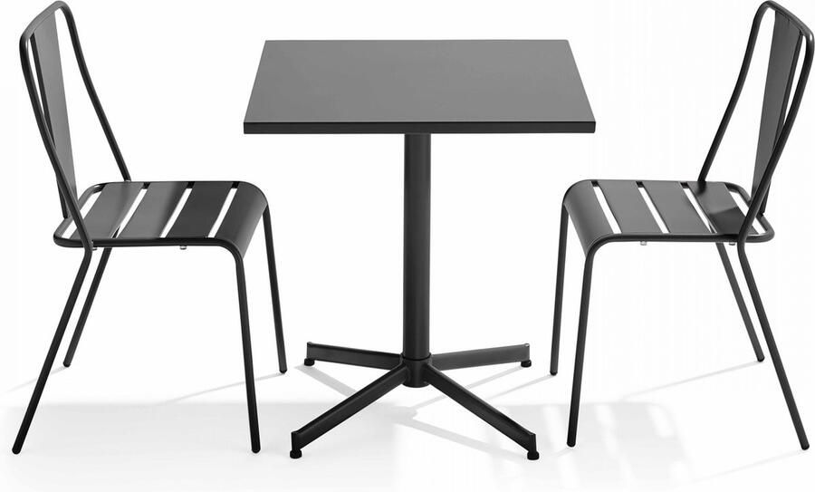 Oviala Tuinset met verstelbare tafel en 2 grijze stoelen Palavas