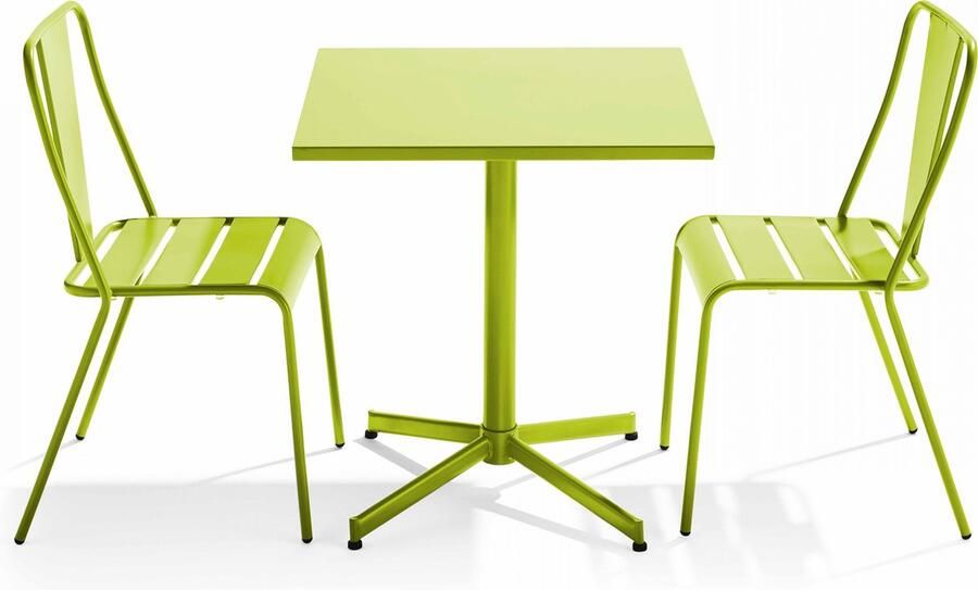 Oviala Tuinset met verstelbare tafel en 2 groene stoelen Palavas