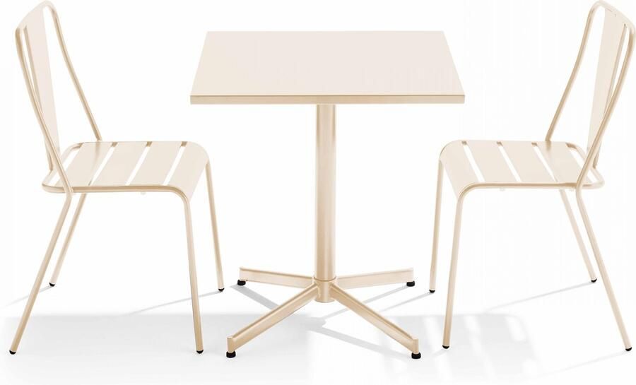 Oviala Tuinset met verstelbare tafel en 2 ivoorkleurige stoelen Palavas