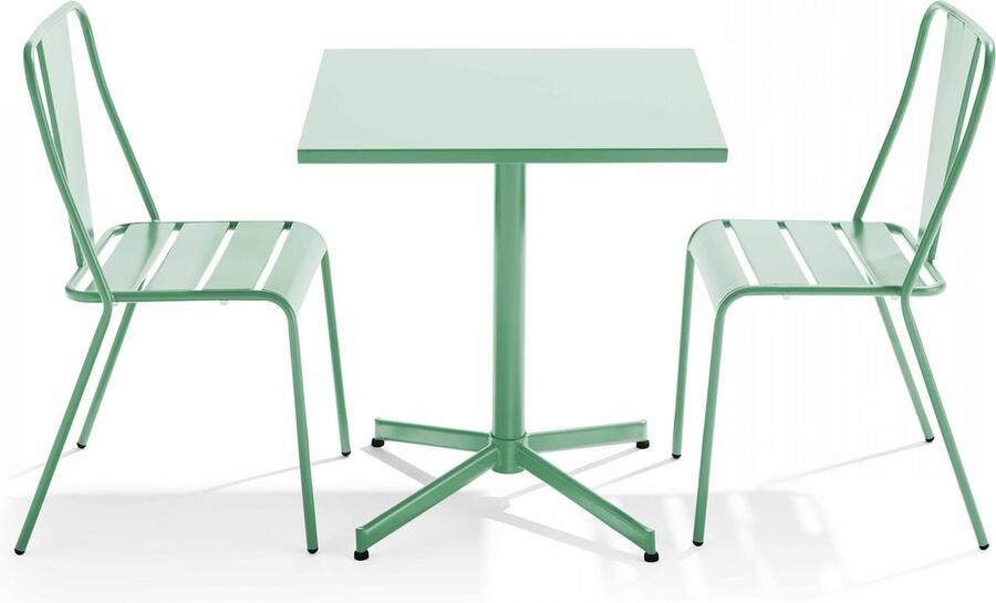 Oviala Tuinset met verstelbare tafel en 2 saliegroene stoelen Palavas