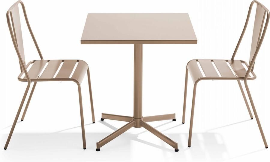 Oviala Tuinset met verstelbare tafel en 2 taupe stoelen Palavas