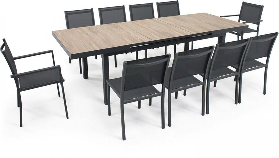 Oviala Tuintafel met 8 stoelen en 2 fauteuils van en keramiek - Foto 2