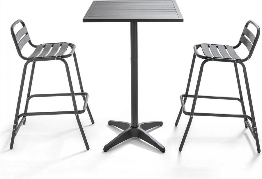 Oviala Tuintafel met staande eettafel en 2 grijze stoelen