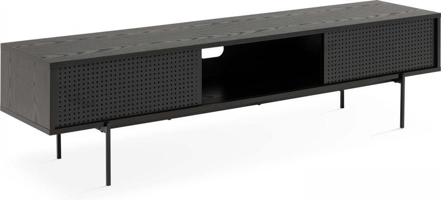 Oviala TV-meubel 180 cm industriële stijl zwart hout