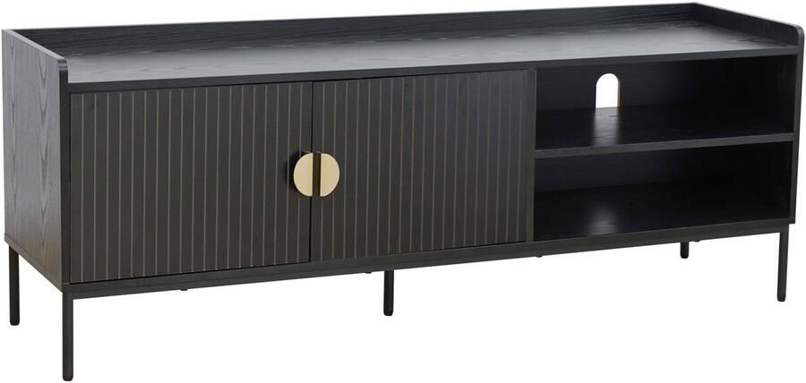 Oviala TV-meubel in staal en MDF met melamine decor 150 cm zwart Dakota